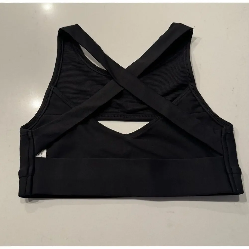 Chill By Will Black Grace Cut Out Sportsbra Activewear‎ Strappy Back Style# 423